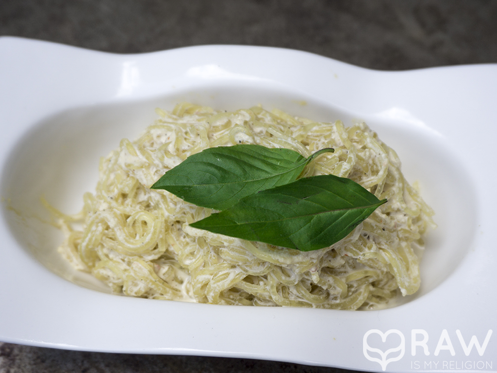 Cheesy noodles, raw & vegan at Au lac DTLA