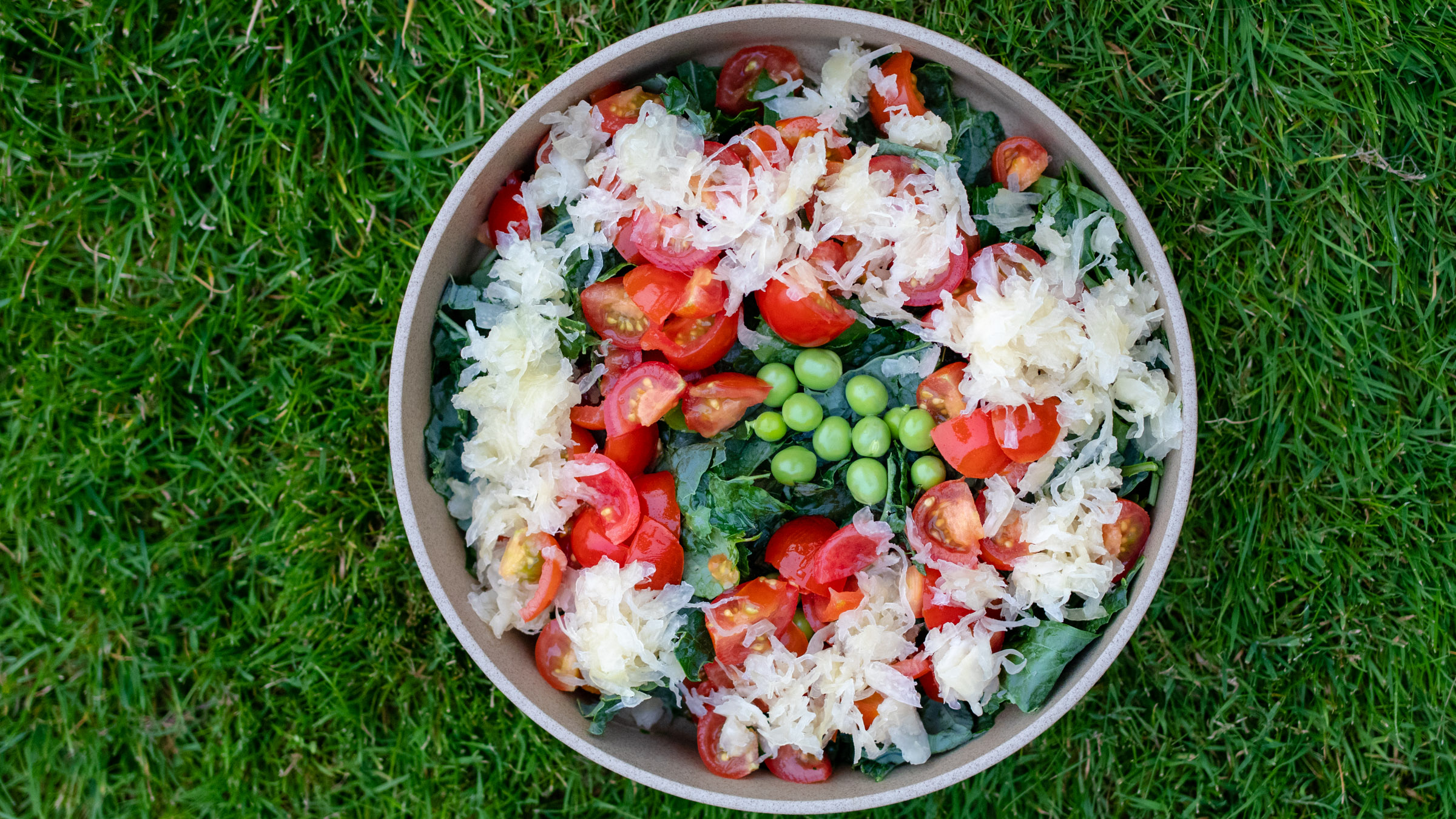 Garden Kale Salad with Sauerkraut