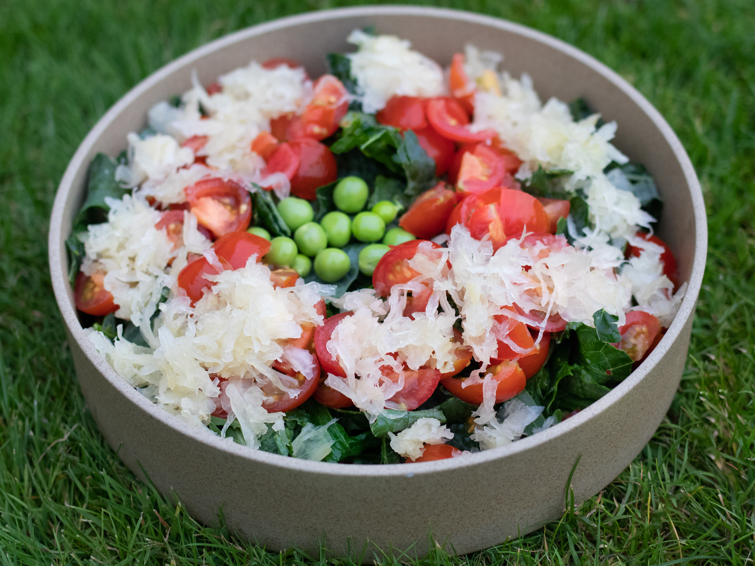 Garden Kale Salad with Sauerkraut