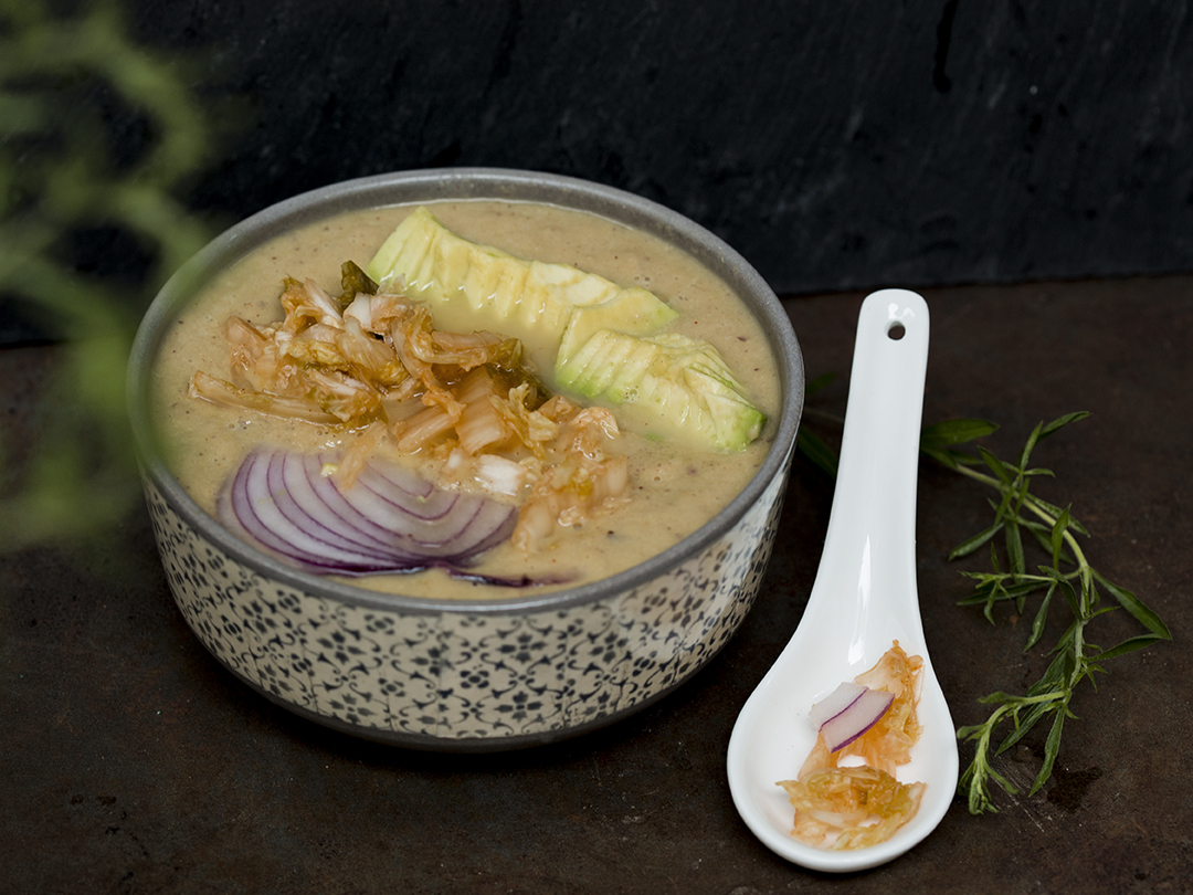 kimchi soup with avocado