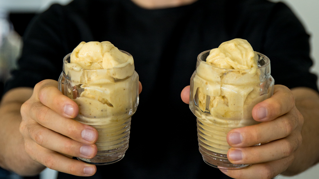 Ginger flavored banana ice cream