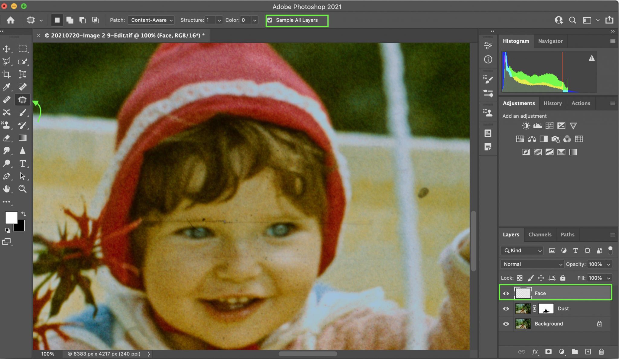 Removing scratches and dust in How I clean up and restore