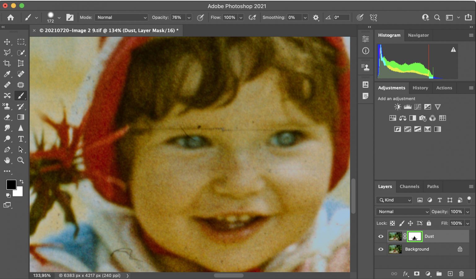 Removing scratches and dust in How I clean up and restore