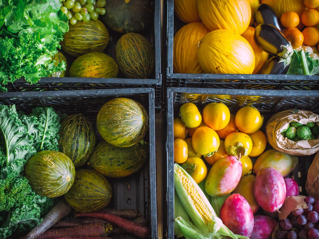 Obst, Gemüse und Grün im Oktober