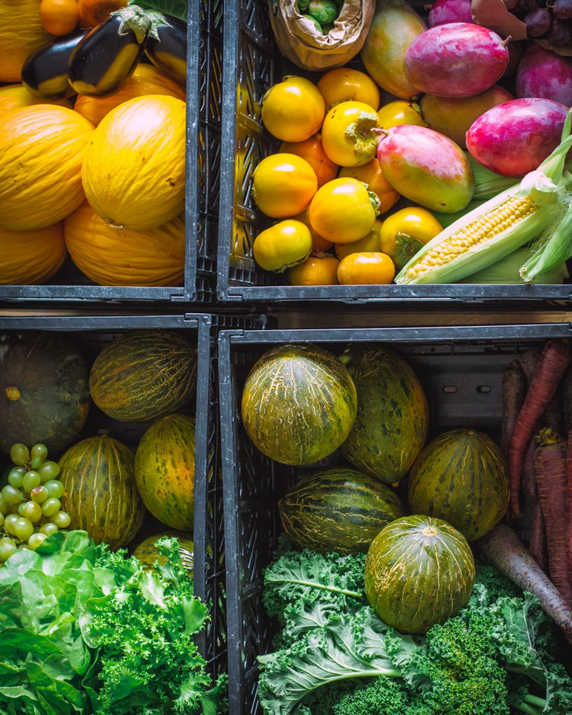 Obst, Gemüse und Grün im Oktober